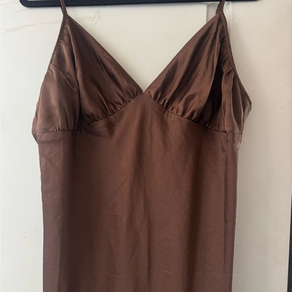 Abercrombie & Fitch Women's Ruched Satin Slip Midi Dress - Picture 2 of 4